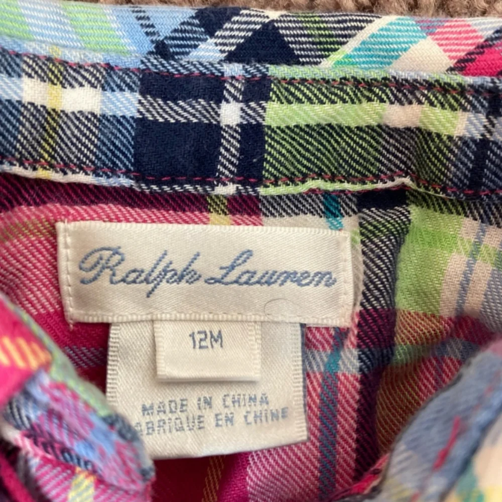 RALPH LAUREN Baby Outfit Plaid Top & Matching Leggings Size 12 Months Pink Blue - Picture 4 of 9